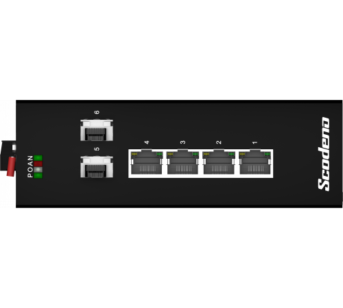 2x1000 Base-X,  4x10/100/1000 Base-T промышленный PoE-коммутатор