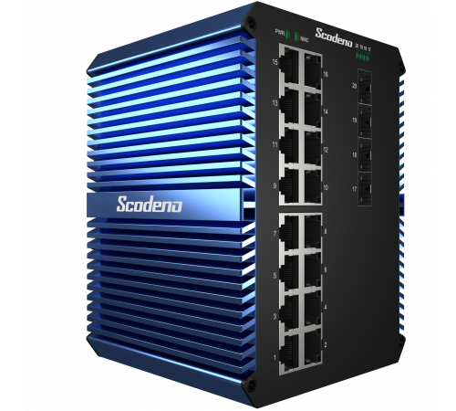 4x1000 Base-X, 16x10/100/1000 Base-T управляемый промышленный PoE коммутатор 4x1000 Base-X, 16x10/100/1000 Base-T управляемый промышленный PoE коммутатор
