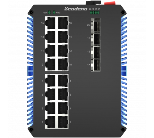 4x1000 Base-X, 16x10/100/1000 Base-T управляемый промышленный PoE коммутатор 4x1000 Base-X, 16x10/100/1000 Base-T управляемый промышленный PoE коммутатор