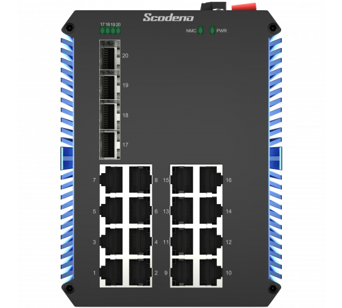 4x10G Base-X, 16x10/100/1000 Base-T управляемый промышленный PoE коммутатор