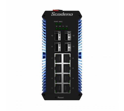 4x1000 Base-X, 8x10/100/1000 Base-T L2+ управляемый промышленный PoE коммутатор