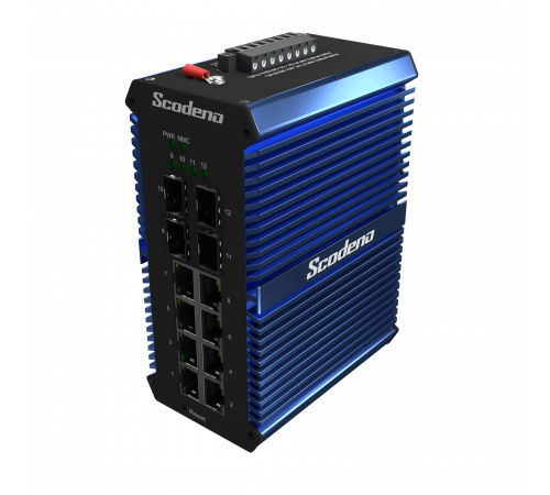 4x1000 Base-X, 8x10/100/1000 Base-T L2+ управляемый промышленный PoE коммутатор